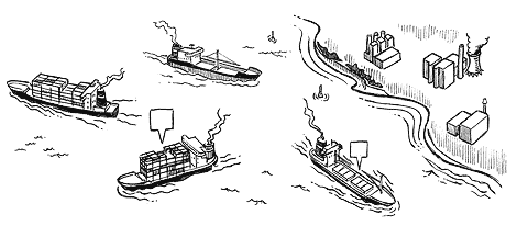 Kugelschreiber-Zeichnung 'Schifffahrtstechnik' 