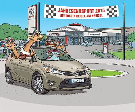 Comic-Anzeigenmotiv 'Toyota-Heisel - Verso'