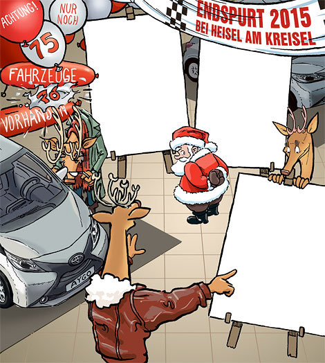 Comic-Anzeigenmotiv 'Toyota-Heisel - Aygo'